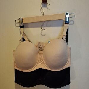 Vanity Fair Nude And Black Strapless Convertible Bras